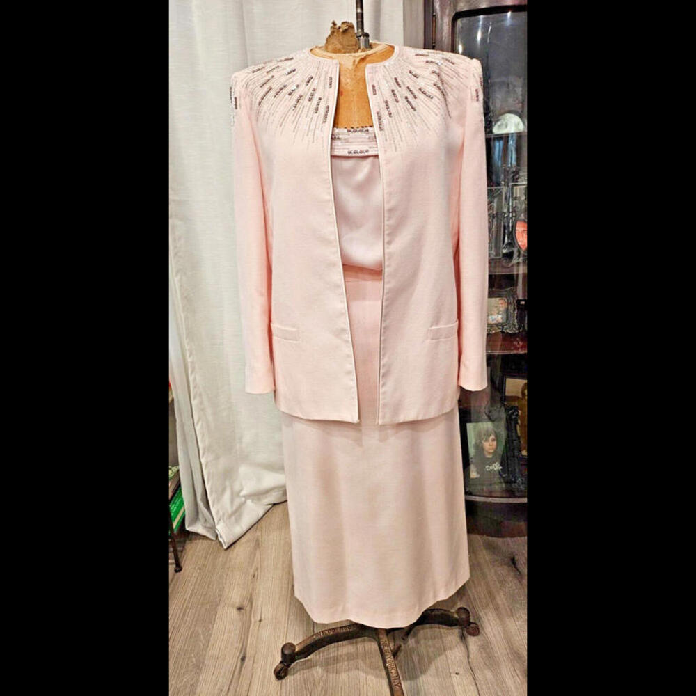 Vtg Nolan Miller The Dynasty Collection Beaded  3 Piece Suit sz 12